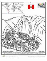 Picchu Machu Coloring Peru Worksheets Education Pages Geography Colouring Worksheet Hispanic Heritage Month Gs Latino Around Grade Llama Color Book sketch template