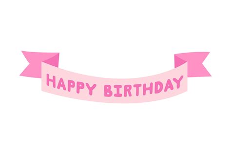 birthday inscription   pink ribbon happy birthday card vector