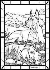 Coloring Pages Great Dane Dog Printable Colouring Stained Glass Danes Book Dover Kids German Dogs Adults Sheets Publications Linda Books sketch template