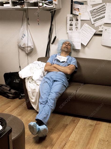 Exhausted Surgeon Sleeping Stock Image C029 9286 Science Photo