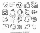 Social Coloring Icon Pages Icons Ukraine Kiev December Set Shutterstock Stock Snapchat Logo Instagram Twitter Template sketch template