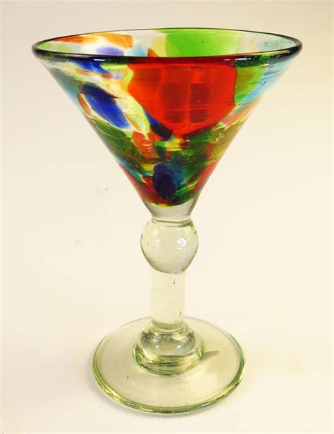 Classic Martini 6oz Set Of Four Confetti Swirl Made In Mexico