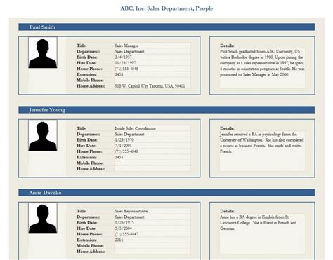 employee profile template