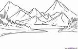 Mountains Drawing Mountain Easy Sketch Drawings Line Printable Choose Board Coloring Landscape Scenery sketch template