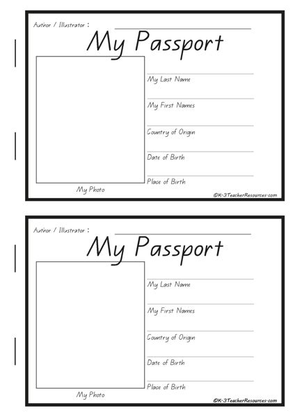 kids passport template  printable