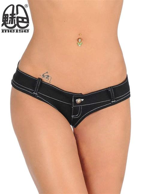 new sexy shorts for women micro mini shorts pure black elastic denim