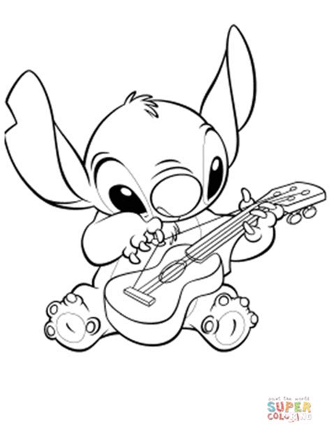 stitch   guitar coloring page  printable coloring pages