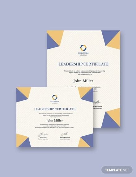leadership certificate template  word  psd format