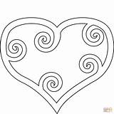Coloring Maori Heart Swirl Pages sketch template