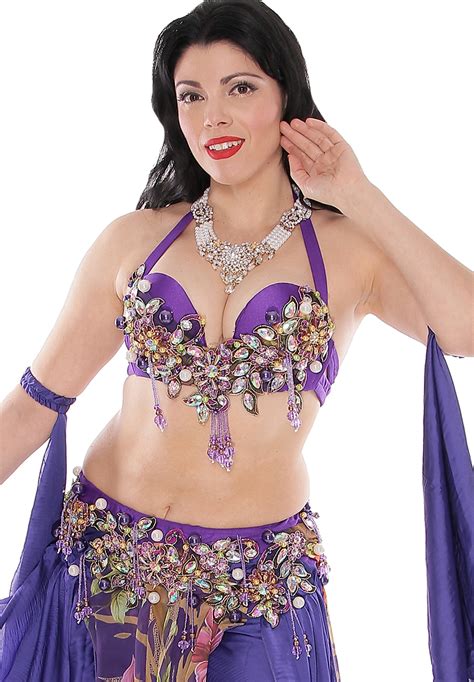 Professional Belly Dance Costume From Egypt Purple Floral