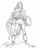 Warrior Female Girl Coloring Woman Sketch Drawing Staino Deviantart Fantasy Drawings Pencil Line Sketches 5kb Paintingvalley Barbarian sketch template