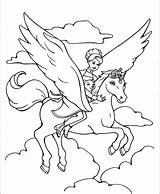 Coloring Printable Horse Barbie Girls Flying Riding Pages Pegusus Pegasus sketch template