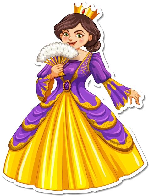 beautiful queen cartoon character sticker 3234220 vector art at vecteezy