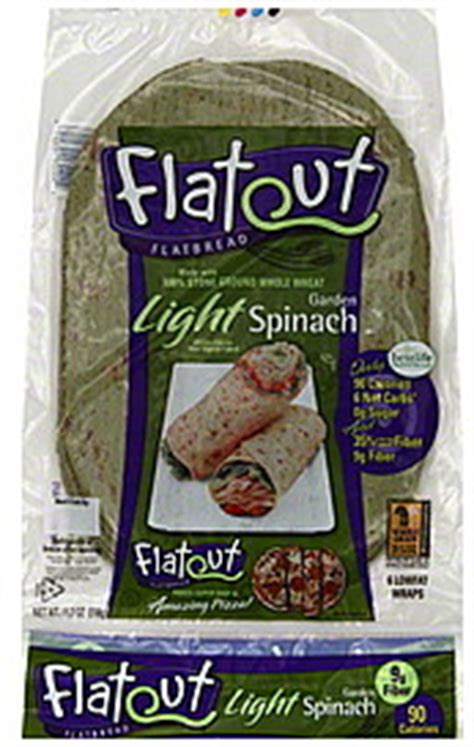 flatout flatbread wraps light garden spinach  ea nutrition information shopwell