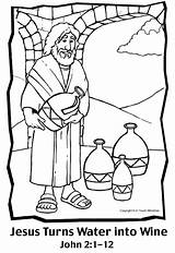 Wine Water Into Jesus Turns Coloring Pages Turn Convert Bible Kids Miracle Crafts Story School Sunday Drawing Getcolorings Color Activities sketch template
