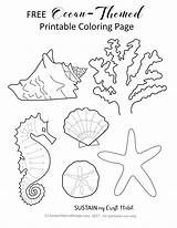 Ocean Coloring Themed Printable Craft Sustainmycrafthabit Small Crafts Paper Colouring Leave sketch template