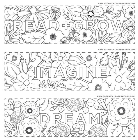 printables read grow coloring bookmarks    school
