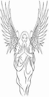 Angel Tattoo Coloring Drawing Tattoos Pages Tooling Leather Gabriel Sketch Designs Female Drawings Patterns Archangel Guardian Deviantart Sketches Printable Silueta sketch template