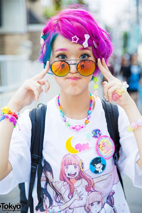 Harajuku Girl In Mirror Sunglasses Tokyo Fashion