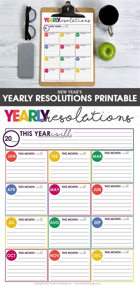 years resolutions goals sheet  printable goal planning