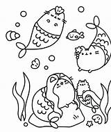 Pusheen Coloring Cat Pages Book Choose Board Mermaid Print Girls sketch template