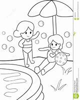 Coloring Pool Pages Swimming Summer Drawing Fun Designlooter Getdrawings sketch template