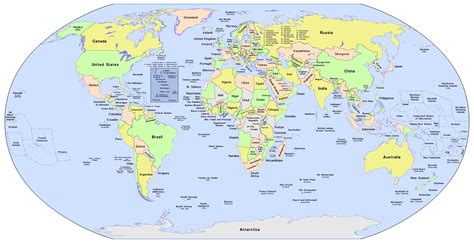 world map printable  country names