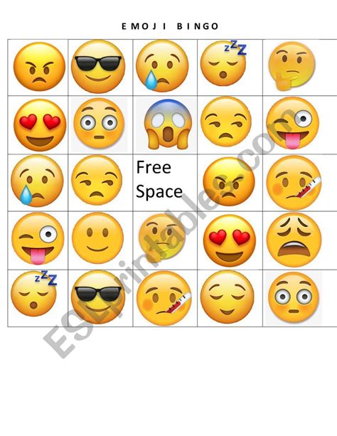 emoji bingo card esl worksheet  mawusidzo