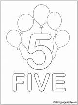 Five Coloring Online Balloons Pages Color sketch template