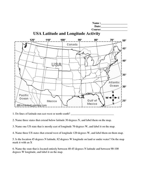 longitude  latitude printable worksheet latitude  longitude