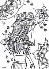 Volwassenen Meisjes Tiener Meiden Volwassen Hippie Herfst Printable Downloaden Meisje Uitprinten Hippy Creachick Zentangles Bloemen Mujeres Colouring Imprimibles Hojas Hipster sketch template