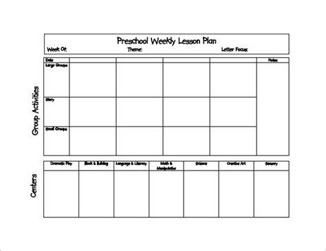preschool weekly lesson plan template emmamcintyrephotographycom