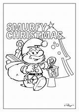 Coloring Pages Smurf Smurfs Christmas sketch template
