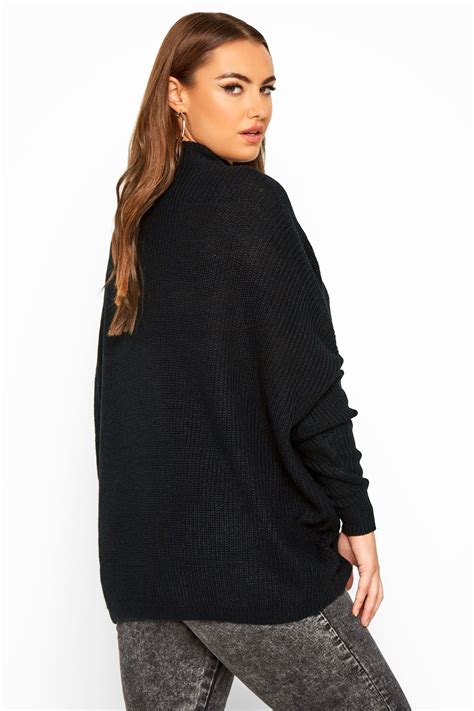 oversized gebreide trui  zwart  clothing