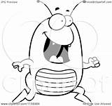 Flea Running Cartoon Clipart Happy Coloring Outlined Vector Thoman Cory Royalty sketch template