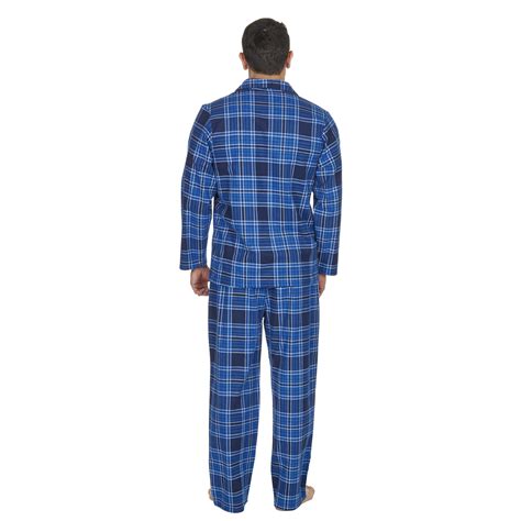 mens flannel pyjama set  cotton checked striped loungewear  size  xl ebay