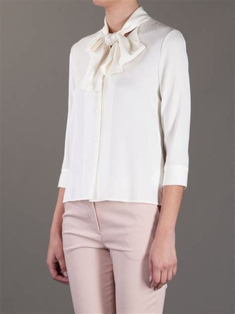 the row pussy bow blouse in white lyst