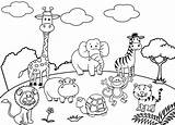 Zoo Coloring Animal Cartoon Drawing Cute Set Pages Animals Six Children Beautiful sketch template