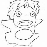 Ponyo Ghibli Coloriage Totoro Colorir Falaise Magical Personnages Tatuagem Brownie Miyazaki Mignon Squidoo Colorier Tatouage sketch template