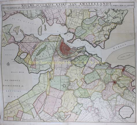 rare  century wall map amstelland dutch history cartography