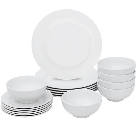 pieces dinner plates bowls set home kitchen dinnerware service   person white