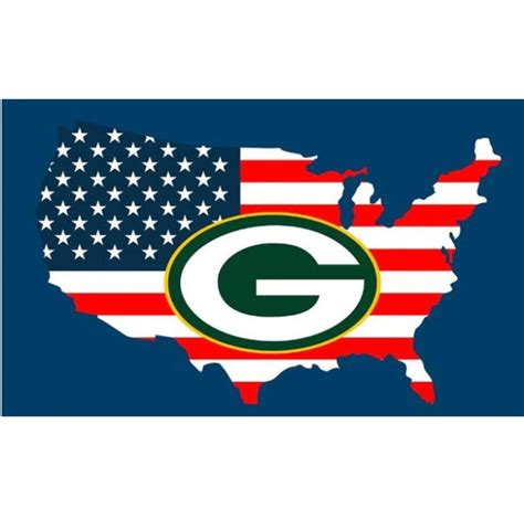 Green Bay Packers 100d Poliester Bandera Con American Flag