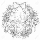 Coloring Christmas Pages Wreath Adult Wreaths Mandalas Print Von Natal Book Fotolia Choose Board Drawing Sie Exquisite Decorations Line Printable sketch template