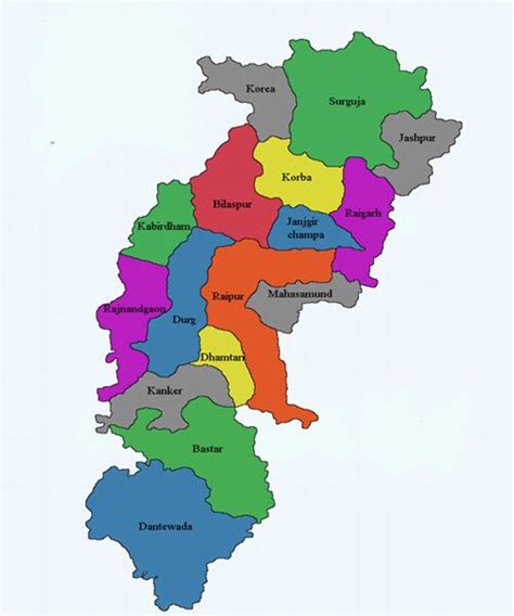 list  chhattisgarh districts    district maps chhattisgarh india world map