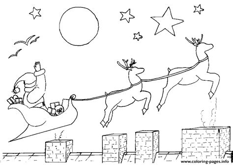 santa sleigh  reindeer sfbb coloring page printable