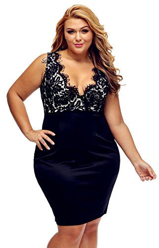 Poseshe Womens Plus Size Deep V Neck Bodycon Wrap Dress With Front Slit