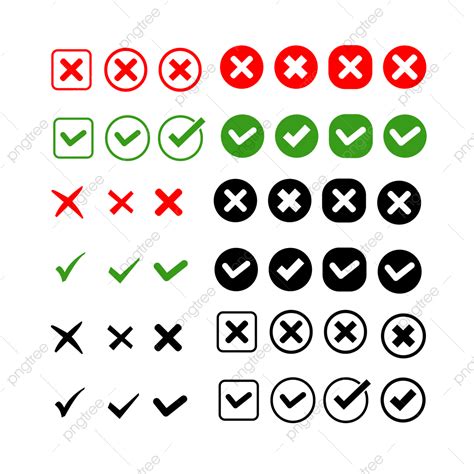 check mark  cross icons green tick symbol red sign  circle check