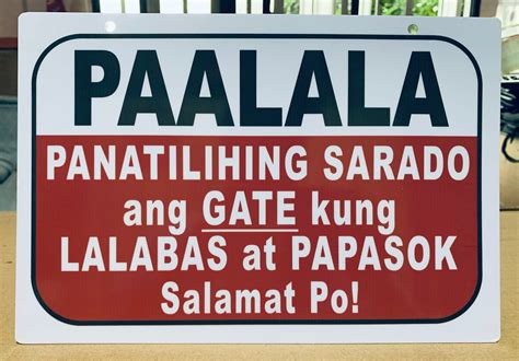 paalala panatilihing sarado ang gate pvc signage  inches lazada ph