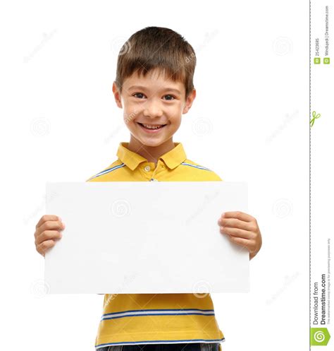 child holding poster stock image image  smiling empty