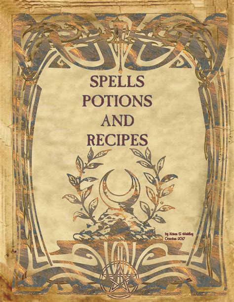 spells potions  recipes  homemade halloween spell book cover